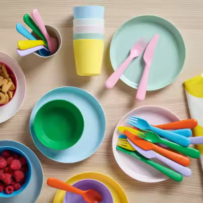 IKEA KALAS Plastic Cutlery Set, Mixed Colours, Pack of 18-piece Multicolor