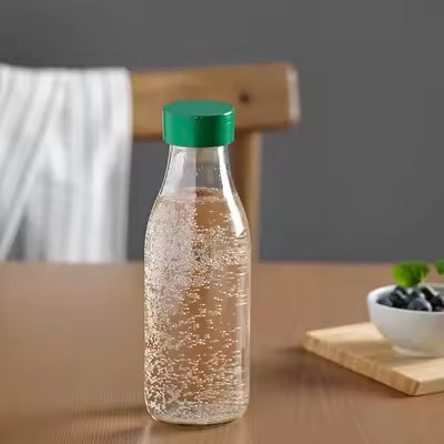 SPARTANSK Water bottle, clear glass/green, 0.5 l (17 oz)