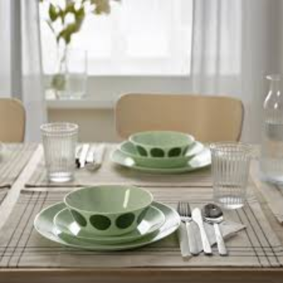 IKEA OFTAST Light Green Polka Dot Pattern bowl