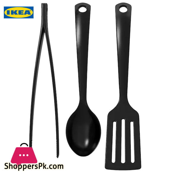 IKEA GNARP 3-Piece Kitchen Utensil Set, Black Imported - Spoons Cooking & Serving Utensil