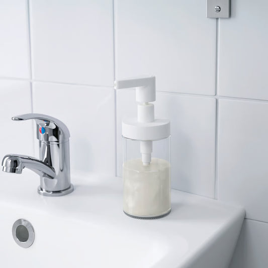 Kitchen Soap Dispenser Washroom & bathroom  Glass White, Wide Opening For Easy Refilling TACKAN IKEA